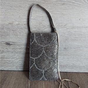 BAMBOO Silver Clutch with Scalloped Design